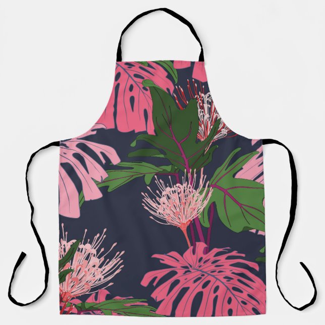 Tablier Paradis tropical : Feuilles et fleurs exotiques (Recto)