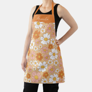 Tablier Parc floral orange et blanc