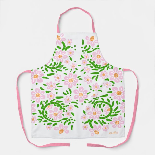 Tablier Parc floral rose printanier (Recto)
