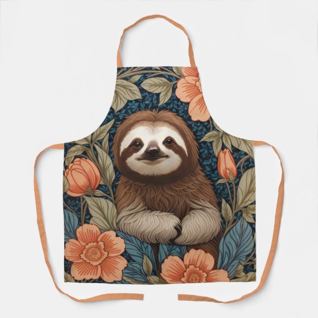 Tablier Paresseux mignon Élégant floral inspiré de William (Recto)