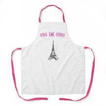 Tablier Paris baiser le cuisinier rose et noir Sai
