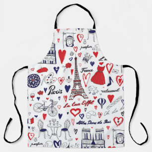 Tablier Paris vintage : Motif de ligne de voyage
