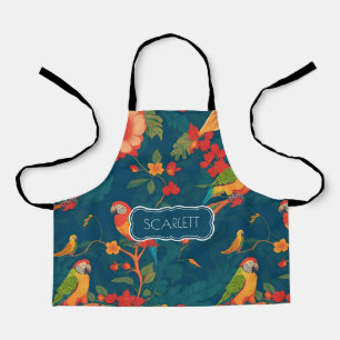 Tablier Parrot Floral coloré Motif personnalisé