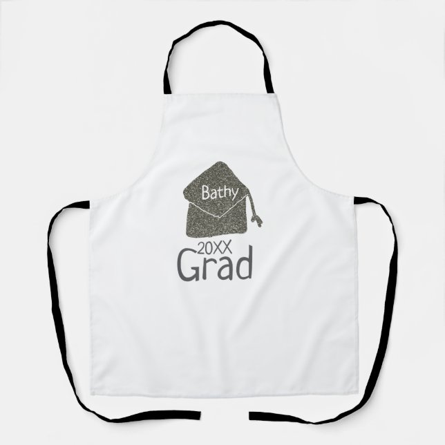 Tablier Parties scintillant de bouchon de graduation en ar (Recto)