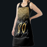 Tablier Parties scintillant d'or noir moderne 80e annivers<br><div class="desc">Parties scintillant moderne en or noir 80e anniversaire typographie</div>