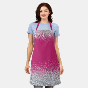 Tablier Parties scintillant en verre rose argent et sorbet