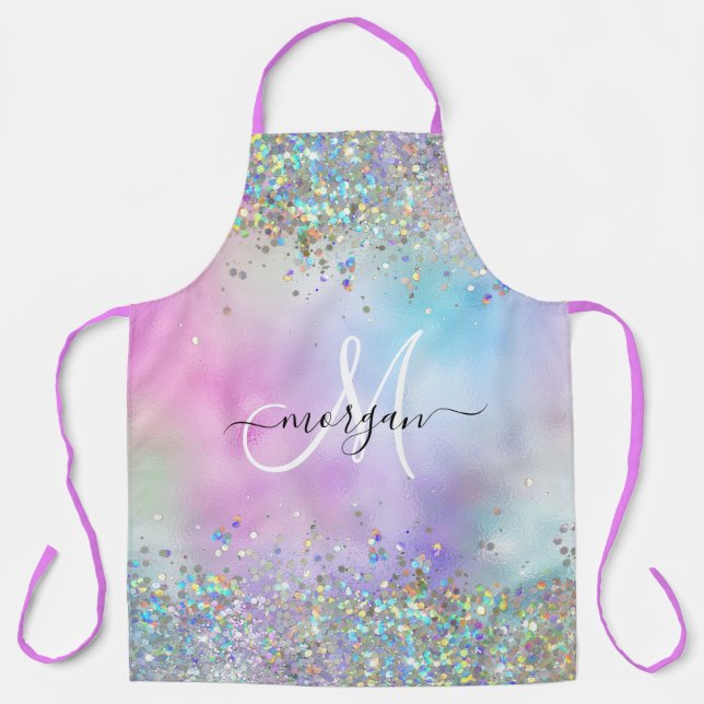 Tablier Parties scintillant holographique Rainbow Pastels  (Recto)