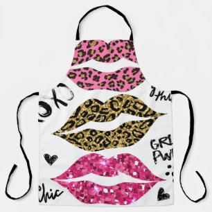 Tablier Parties scintillant Lips : Empreinte de léopard à