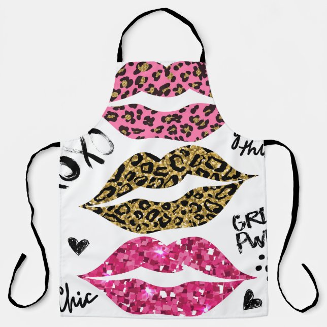 Tablier Parties scintillant Lips : Empreinte de léopard à  (Recto)