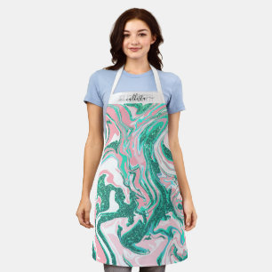 Tablier Parties scintillant moderne blanche rose Turquoise