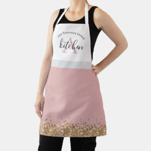 Tablier parties scintillant or rose monogramme personnalis
