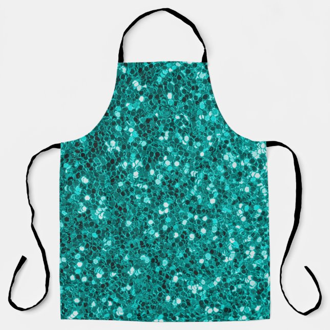 Tablier Parties scintillant texture turquoise brillante (Recto)