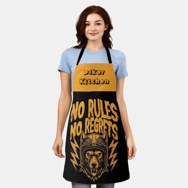 Tablier Pas de règlement Pas de Regrets - Wolf Biker Graph (Porté)