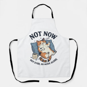 Tablier Pas maintenant chat paresseux gravure vintage conc