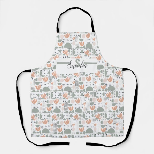 Tablier Pastel Apron personnalisé - Initiale moderne & Nom (Recto)
