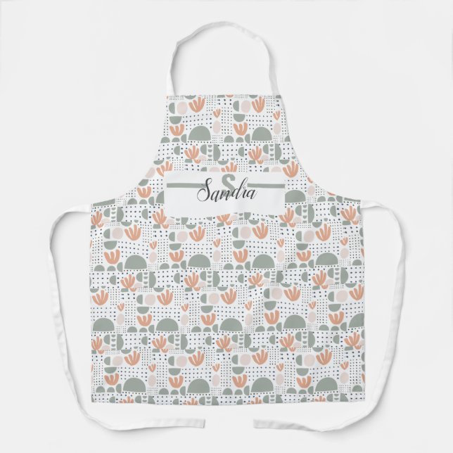 Tablier Pastel Apron personnalisé - Initiale moderne & Nom (Recto)