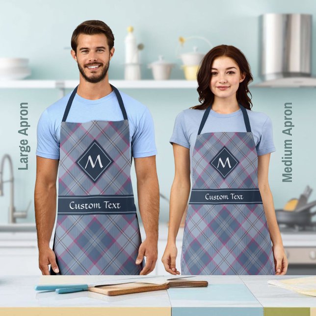 Tablier Pastel Bleu et Tartan rose (Créateur téléchargé)