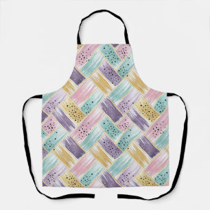 Tablier Pastel Brushstroke & Gold Crisscross Abstrait