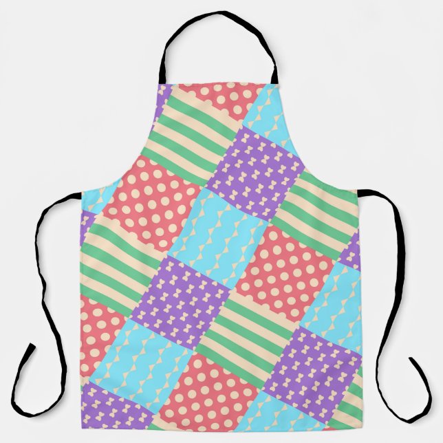 Tablier Pastel Damier Rayure Arc-en-ciel Géométrique (Recto)