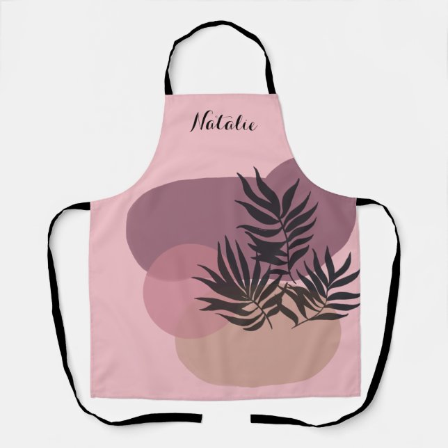 Tablier Pastel doux Abstrait Pink Tropical Apron (Recto)