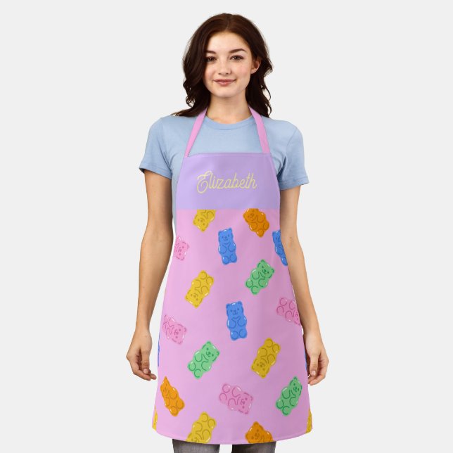 Tablier Pastel Gummy Bear Aesthetic Personalized Apron (Porté)