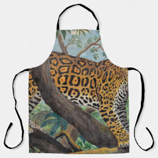 Tablier Pastel jaguar : dessin de la jungle.