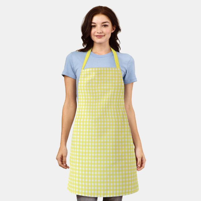 Tablier Pastel Jaune En vichy Motif Apron (Porté)