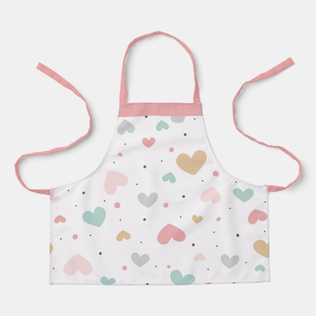 Tablier Pastel Love coeur motif coloré (Recto)