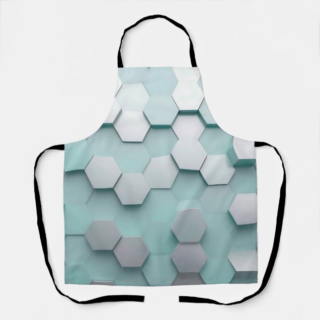 Tablier Pastel Mint Hexagone Mosaïque 3D (Recto)