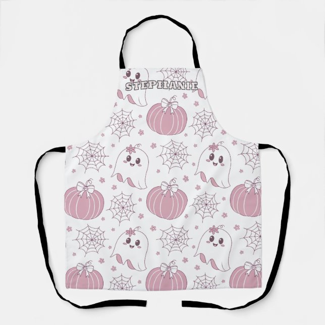 Tablier Pastel Pink Halloween Motif sans couture (3) (Recto)