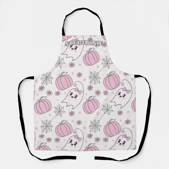 Tablier Pastel Pink Halloween Motif sans couture (4) (Recto)