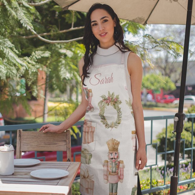 Tablier Pastel Pink Nutcracker Custom Christmas Apron (Créateur téléchargé)