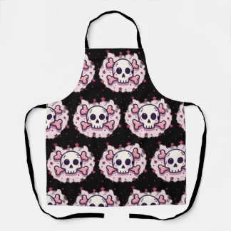 Tablier Pastel Pink Skull and Crossbones