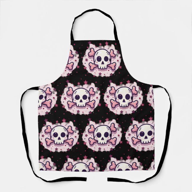 Tablier Pastel Pink Skull and Crossbones (Recto)