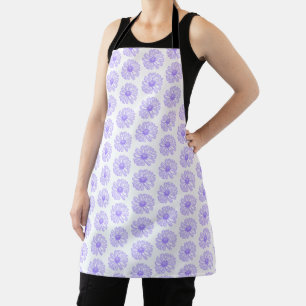 Tablier Pastel Purple Daisy Flower Print, Hippie Floral