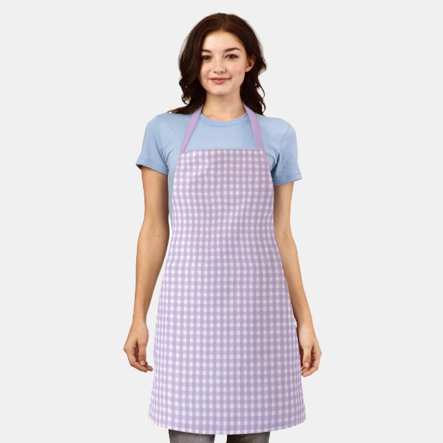 Tablier Pastel Purple En vichy Motif Apron (Porté)