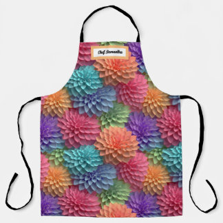 Tablier Pastel rose 3D Floral Personnalisé