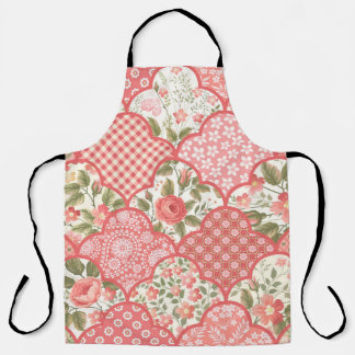 Tablier Pastel Rose Motif à patchwork floral