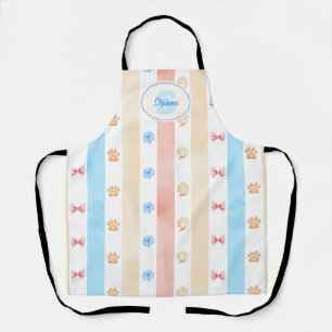 Tablier Pastel Stripe - Empreintes de pattes, Fleur Bleue,