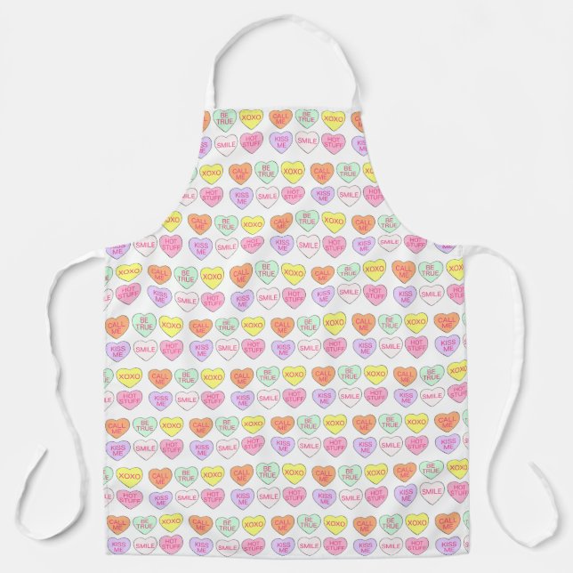Tablier Pastel Valentine's Day Candy Coeurs de conversatio (Recto)