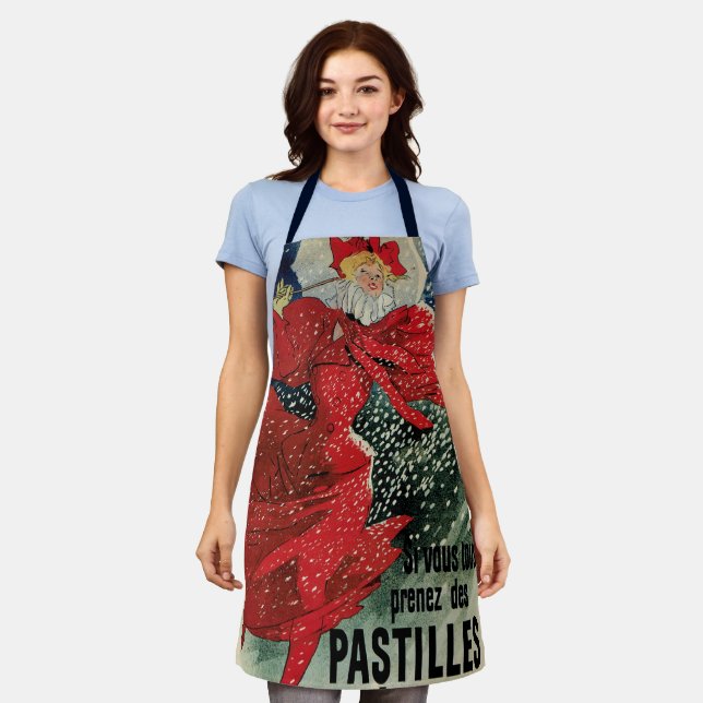 Tablier Pastilles Geraudel anciennes de style Art Nouveau  (Porté)