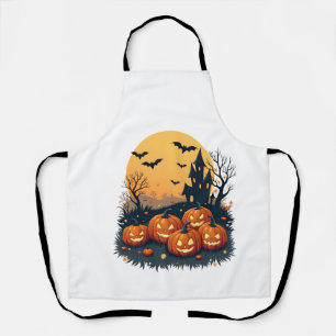 Tablier Patch de citrouille effrayant � T-shirt rétro Hall