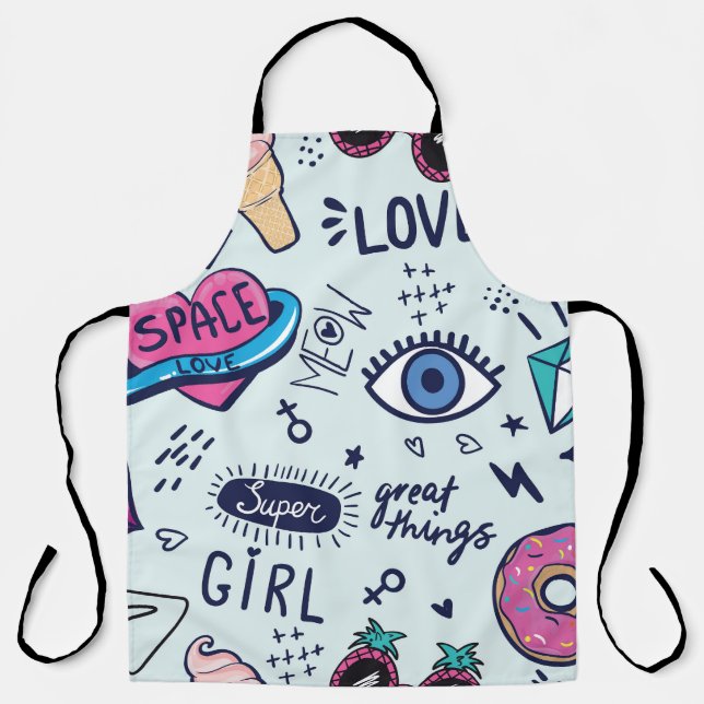 Tablier Patch de mode : Stickers Pop Art. (Recto)