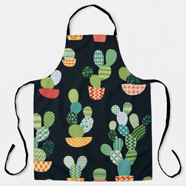 Tablier Patchwork Cactus Plantes Motif sans couture (Recto)