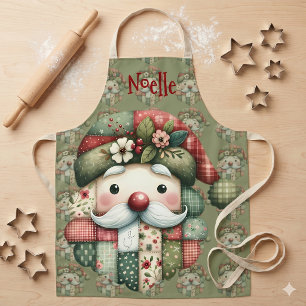 Tablier Patchwork Fantaisiste Santa Noël Folk