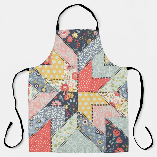Tablier Patchwork Floral : Ornement Vintage (Recto)
