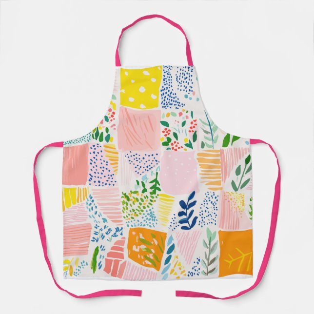 Tablier Patchwork Pastel Coloré Prépa Élégant (Recto)