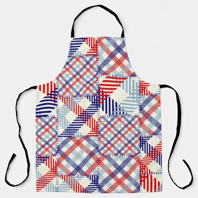 Tablier Patchwork Plaid Classique : Motif Carré (Recto)