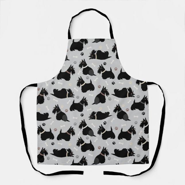 Tablier Pâtes et os de Terrier écossais noir (Recto)