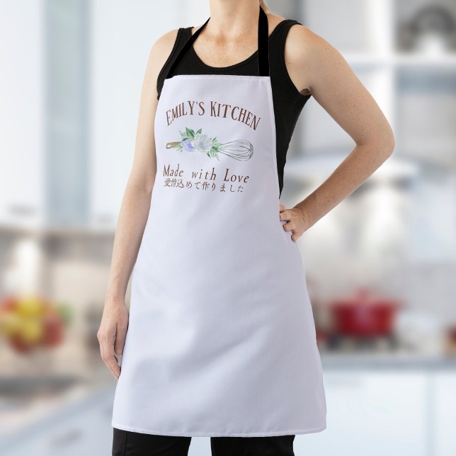 Tablier Pâtisserie Chef Whisk Floral Purple Aquarelle (Créateur téléchargé)